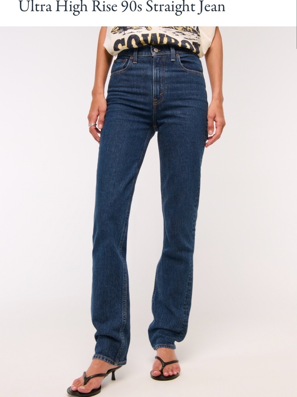 Abercrombie & Fitch Ultra High-Rise Straight Jeans - Dark Blue